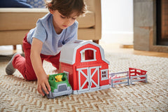 Green Toys Farm Playset pickup truck ready to haul animals during cooperative play