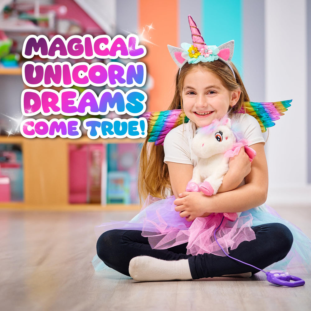 Greenbo Unicorns dress-up wings and headband complete magical costume.