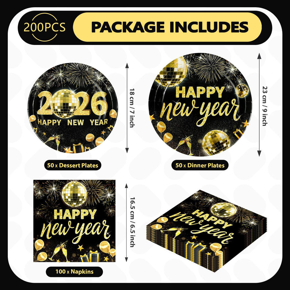 Greencian black gold firework plates bring a celebratory vibe.