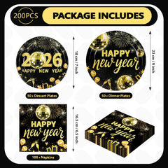 Greencian black gold firework plates bring a celebratory vibe.