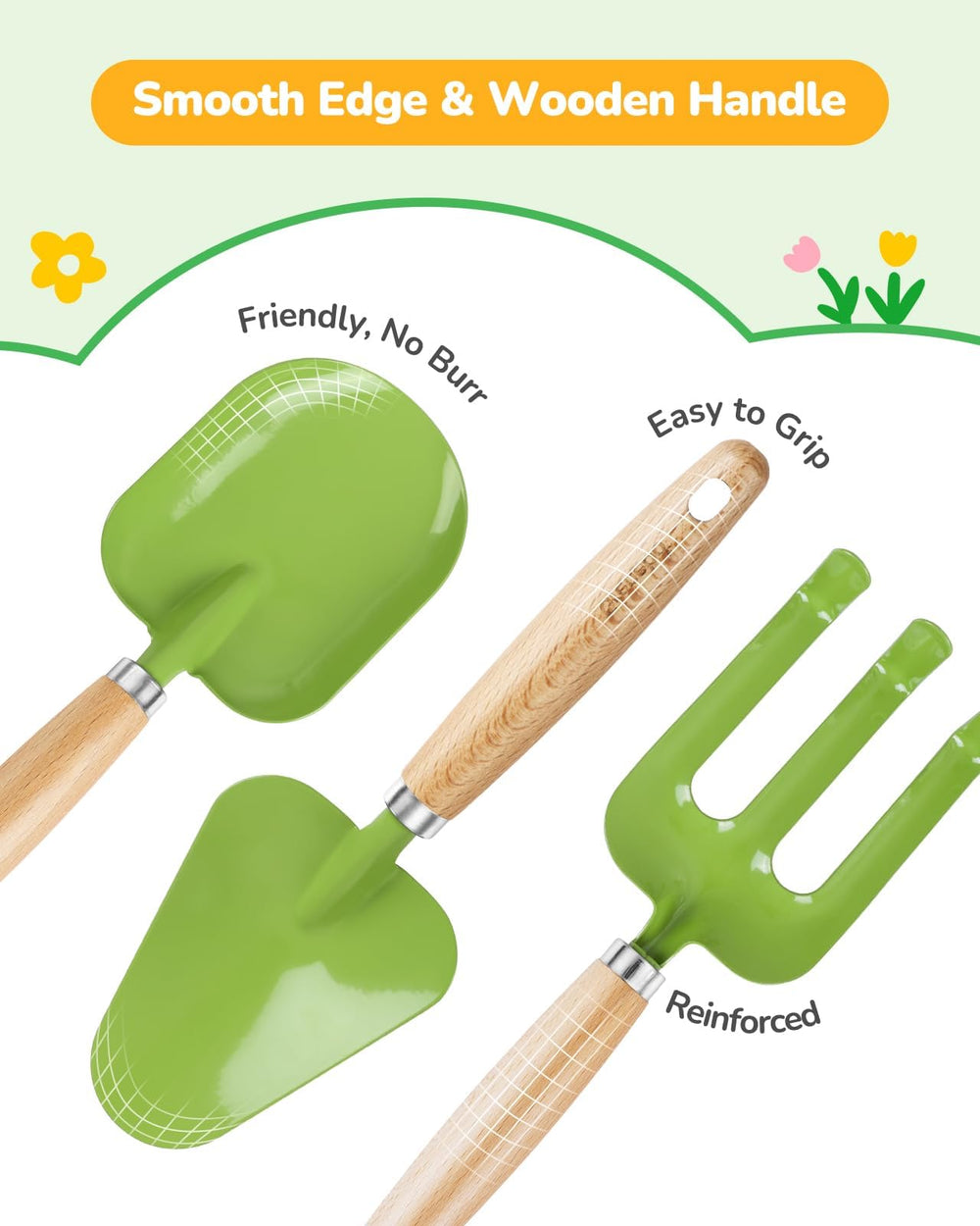 Grenebo kids gardening set gloves designed for small hands with safe, ergonomic grip