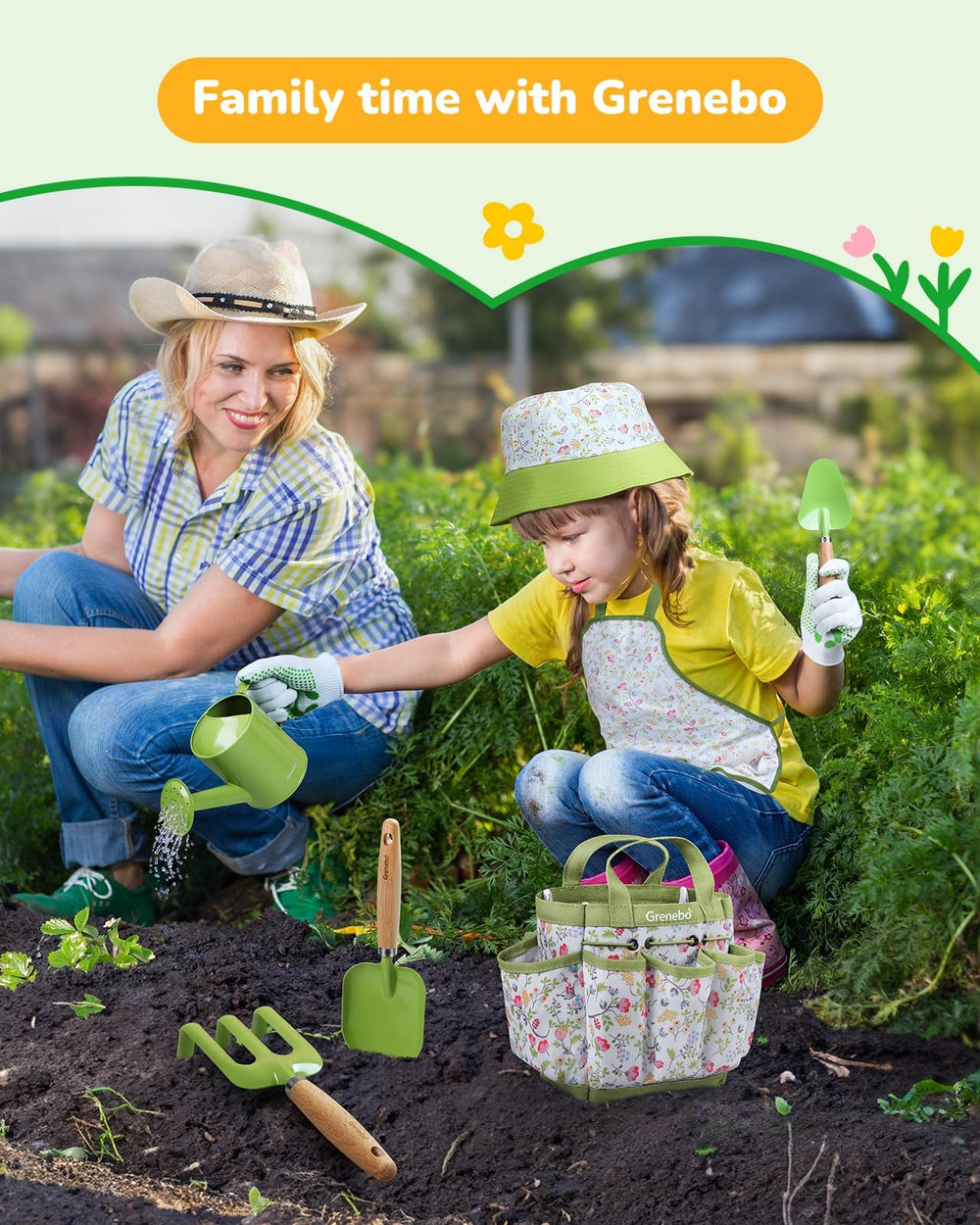 Grenebo kids gardening set trowel features light weight handle for easy digging