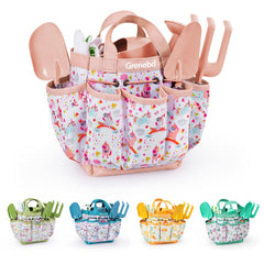Grenebo kids gardening set pink hat for sunny garden sessions and comfort