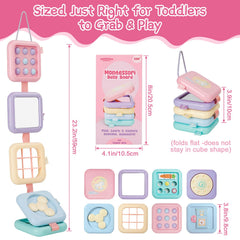 GRESEESM travel-ready busy board includes hanging rope for cribs and car seats.