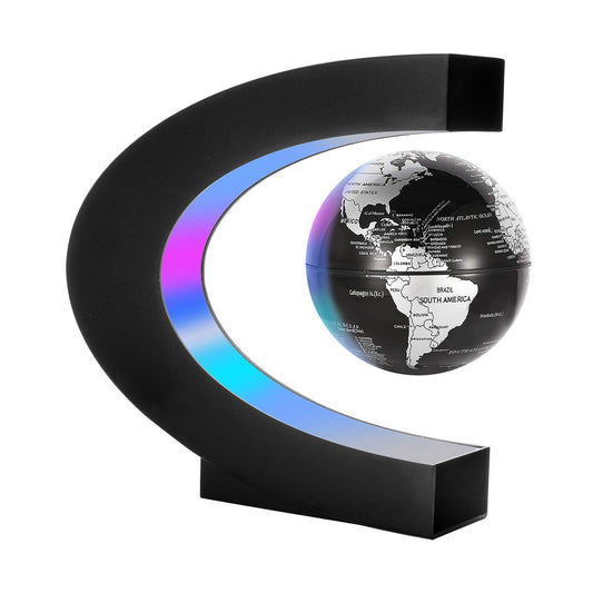 Gresus floating world map globe on its base, captivating desk centerpiece.