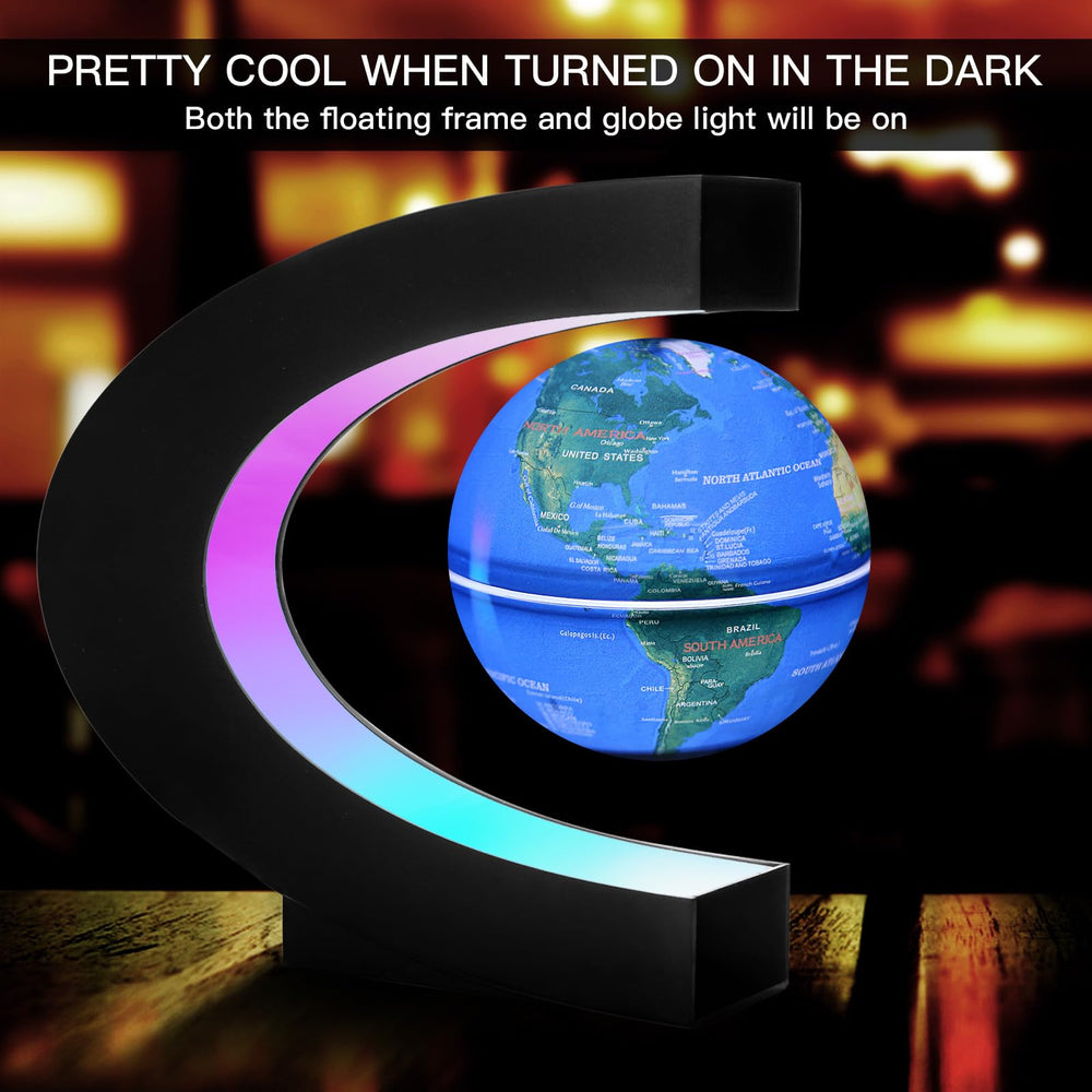 Gresus floating world map adds futuristic desk decor