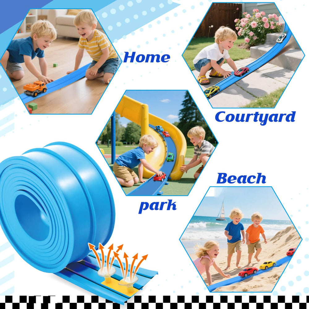 Gretex durable PVC track withstands repeated bends for varied courses.