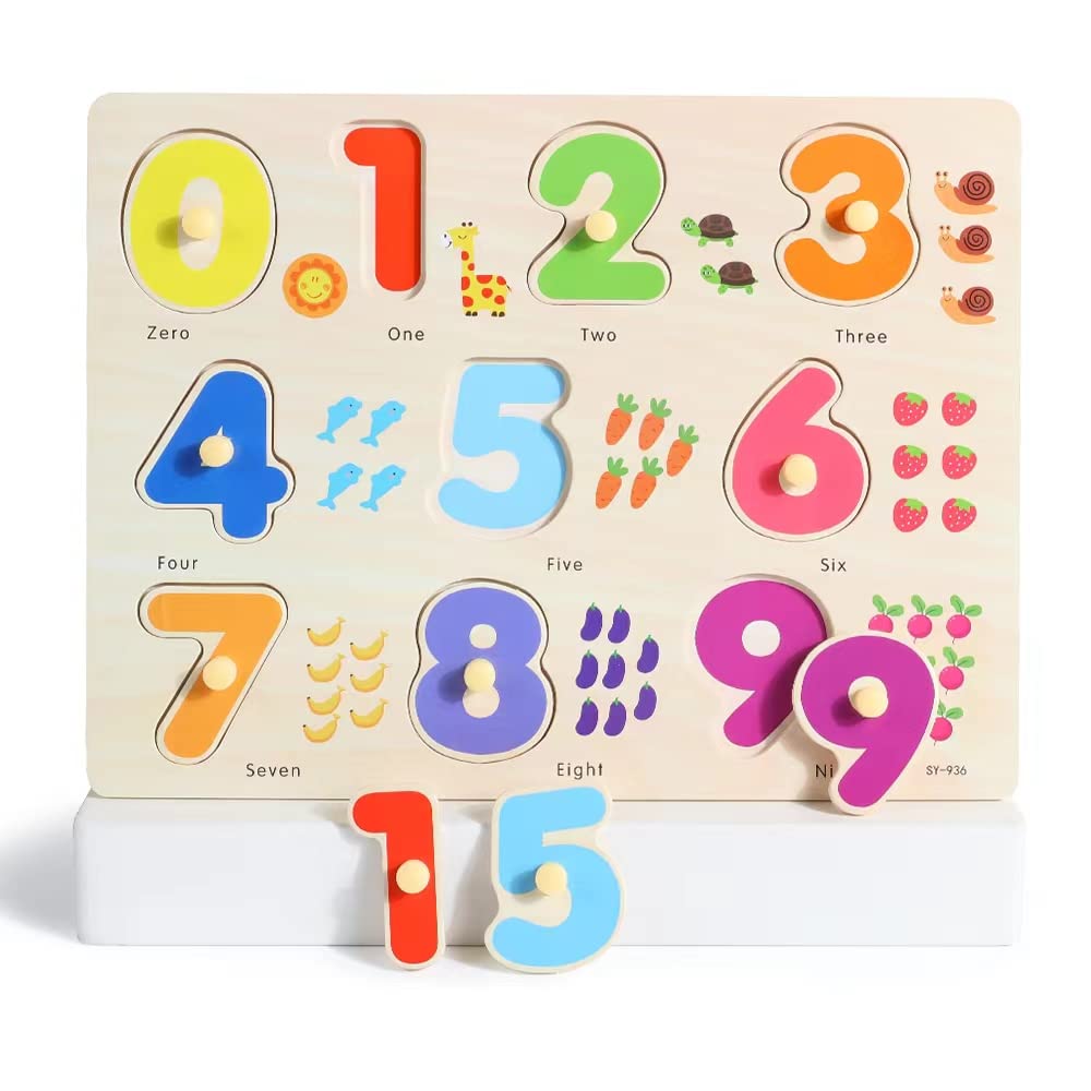 GRINNNIE child plays with pegged puzzles to build focus.