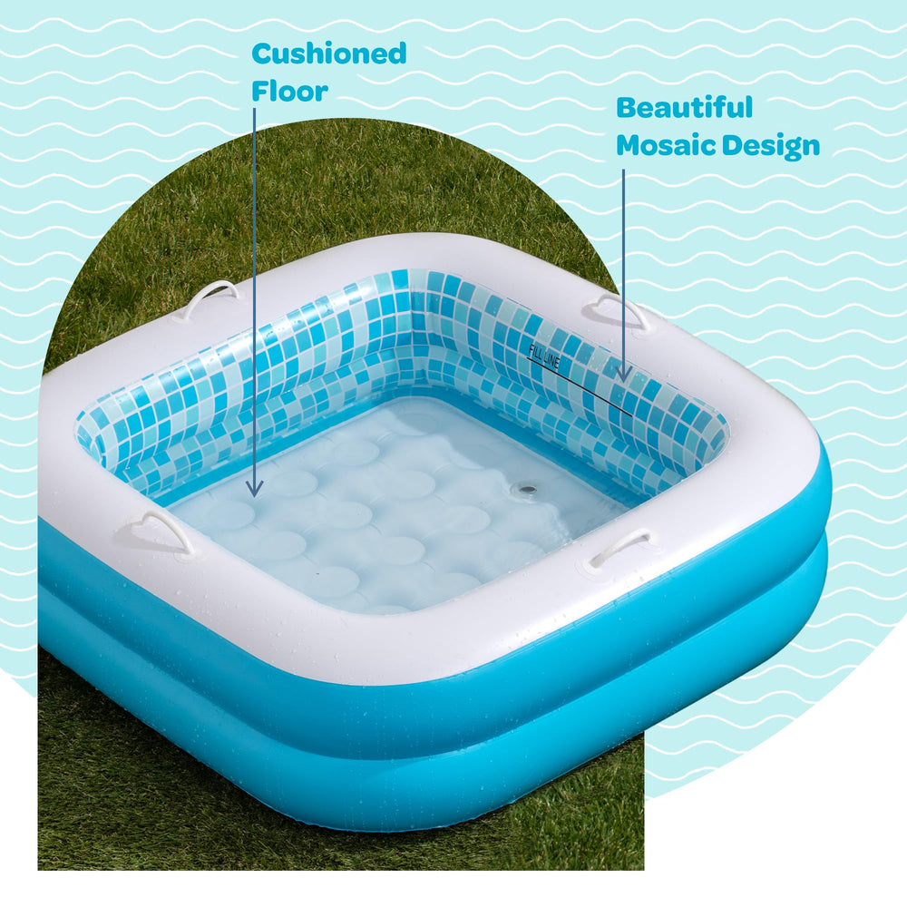 GRIP A POOL square design maximizes play space and fits in corners.