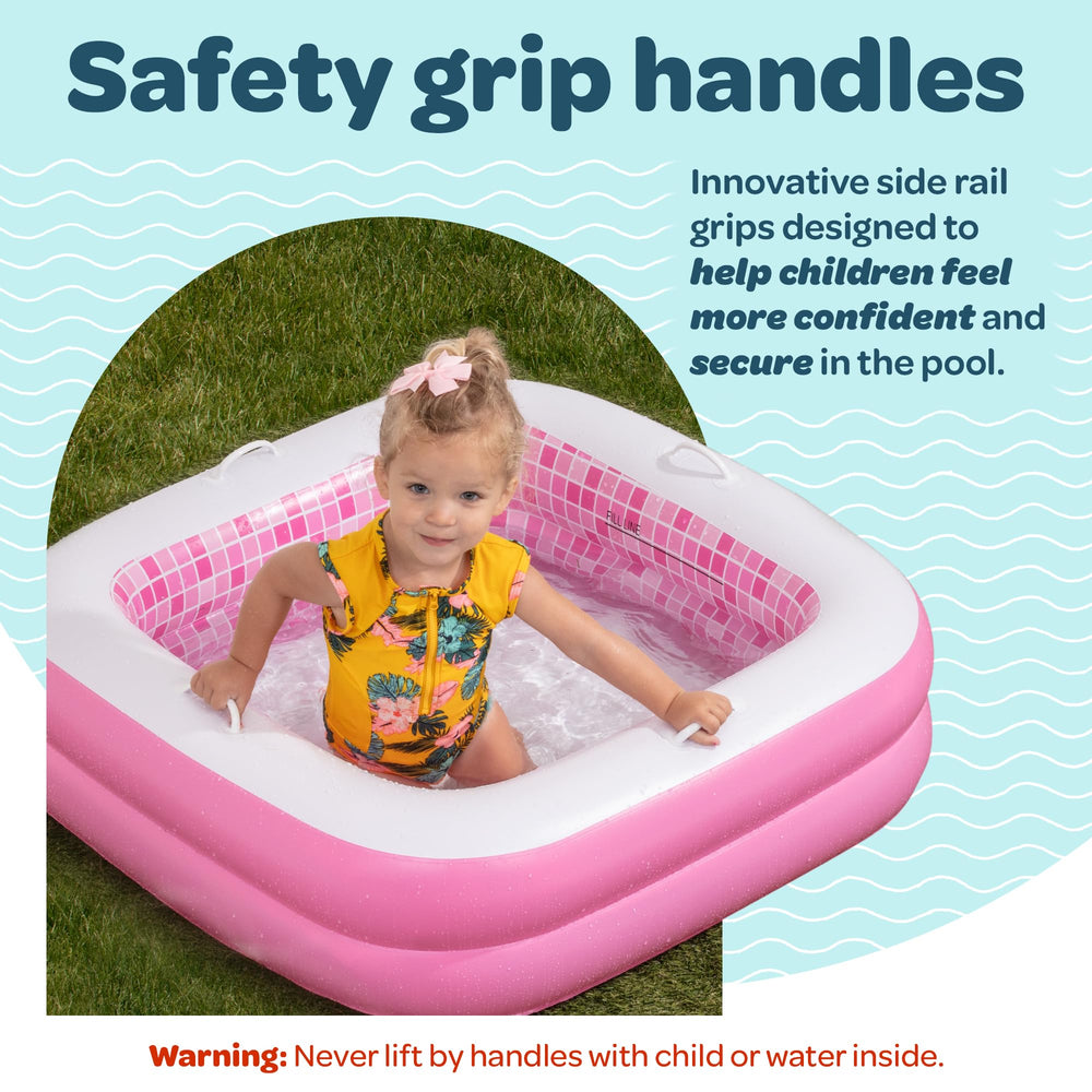 GRIP A POOL square design creates more room for play and easy fit.