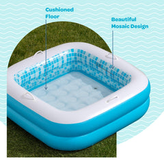 GRIP A POOL square design maximizes play space and fits in corners.