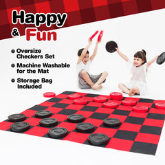 Grip Kids red and black checkers pieces with high visibility during play