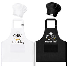 GROBRO7 kids apron set front view with adjustable neck and pockets for mess-free activities