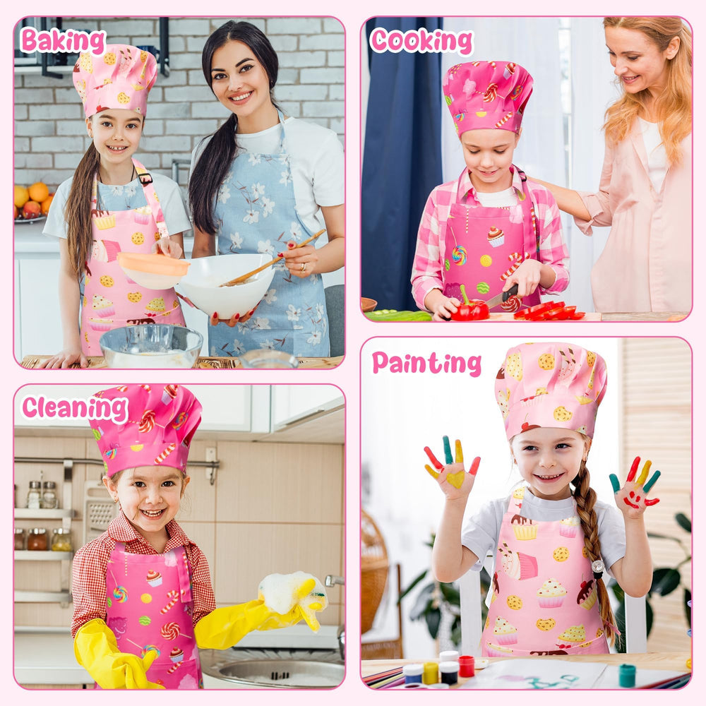 GROBRO7 two-pieces apron and hat set for bright kitchen play.