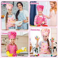 GROBRO7 two-pieces apron and hat set for bright kitchen play.