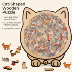 GROHESE cat-shaped Morandi puzzle with soft hues, relaxing at-home pastime.