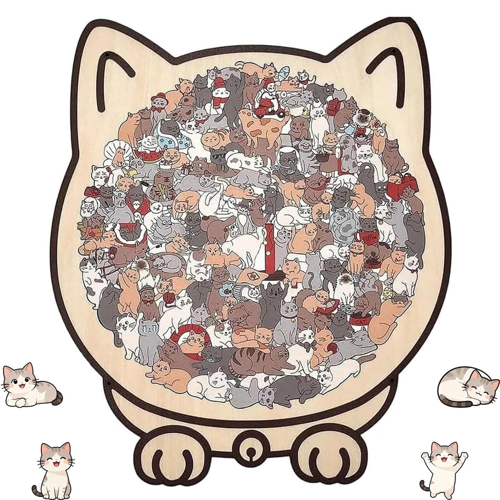 GROHESE wooden cat puzzle Morandi 135pc, a soothing challenge for puzzle fans.