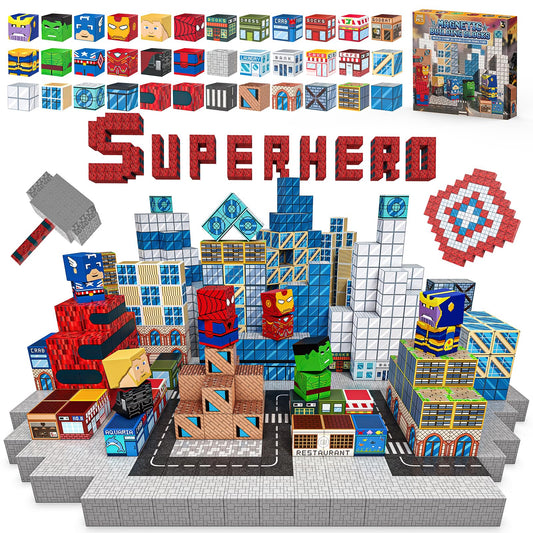 Growsland Magnetic Blocks city-building scene promotes creative STEM play.