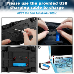 Rechargeable 500mAh batteries extend play sessions for longer races