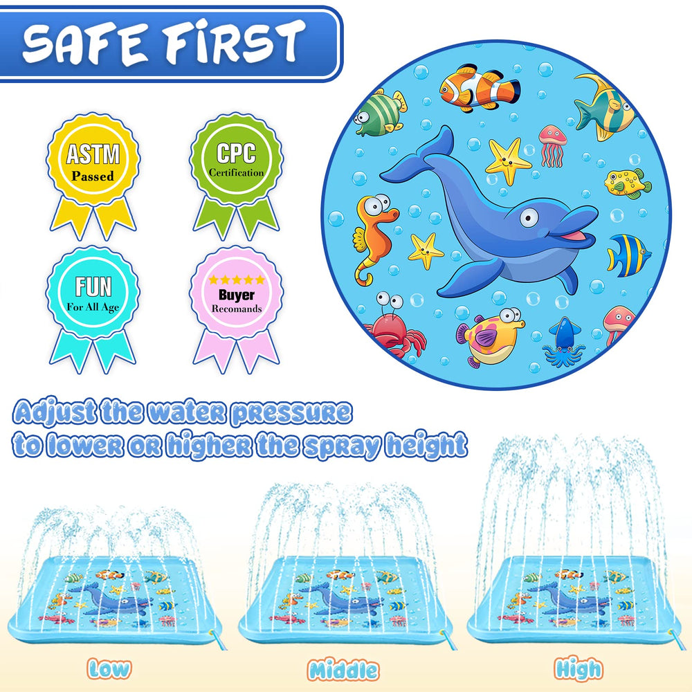 Growsland Splash Pad for Toddlers hose-setup demonstrates quick, easy garden hose connection.