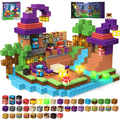 Gryxpox 200pcs magnetic blocks light up to inspire castle building.