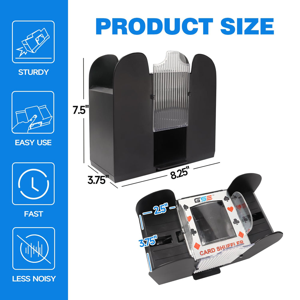 GSE shuffler with battery operation for portable game nights.
