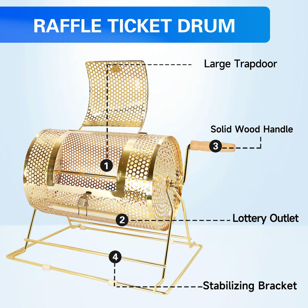 GSE Brass Raffle Drum base stabilizing the unit on a table.