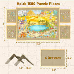 GT GETCO TECH jigsaw board with drawers keeps puzzle pieces organized