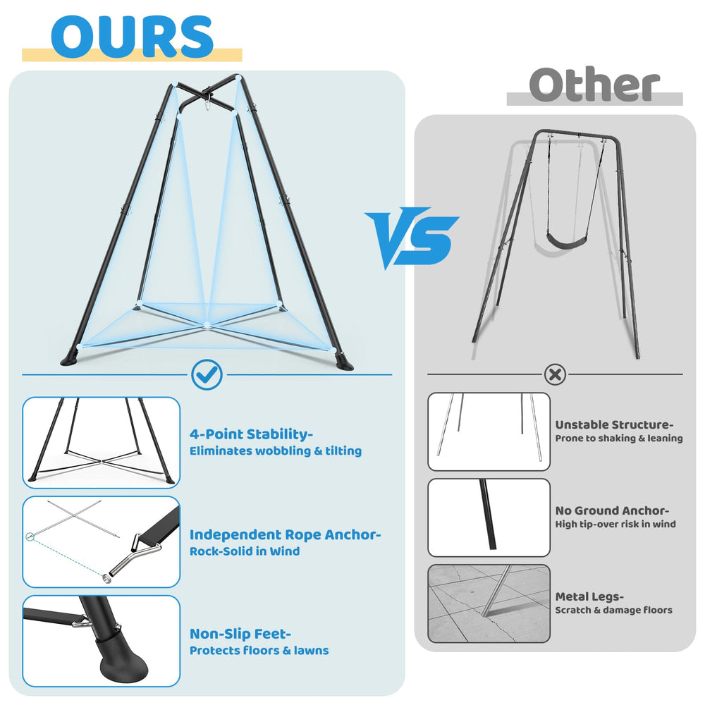 G TALECO GEAR X-shaped base enhances ground contact for safer family use.