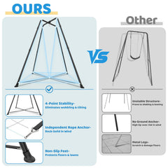 G TALECO GEAR X-shaped base enhances ground contact for safer family use.