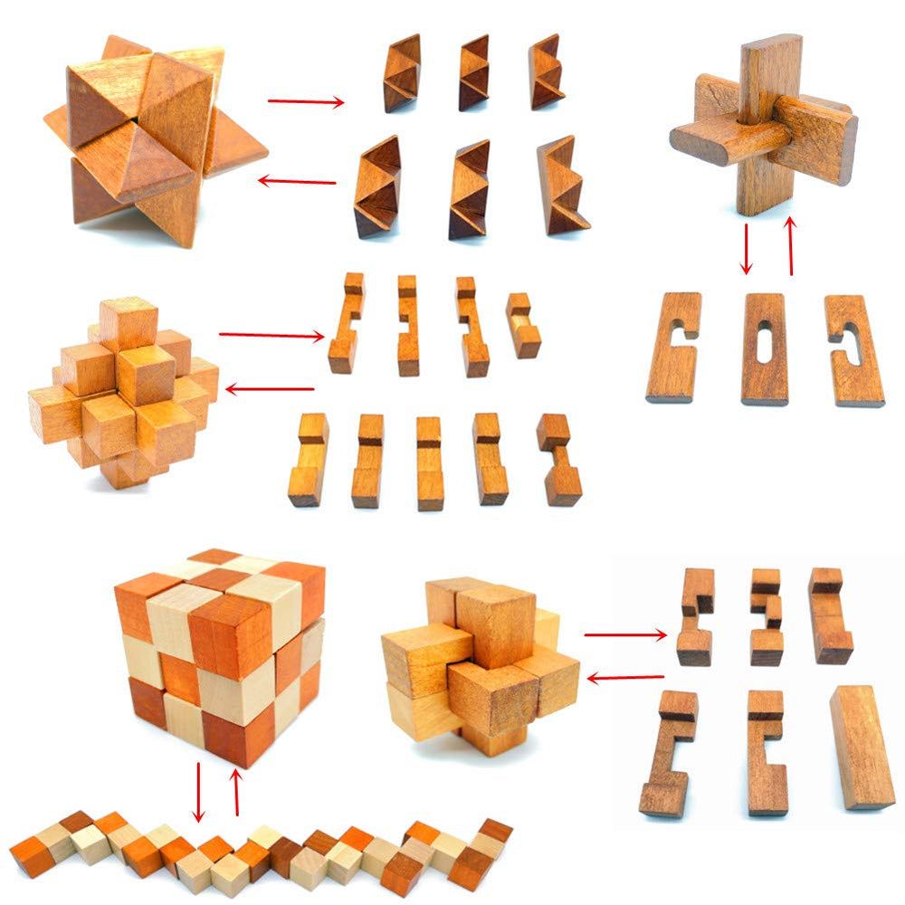 Guaishou Brain Teasers wooden and metal elements highlight durable construction.