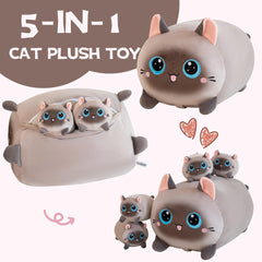 Gudisi plush unzip feature reveals four kittens for imaginative play.