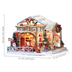 GuDoQi Christmas dollhouse kit Santa figures scene enhances holiday display.