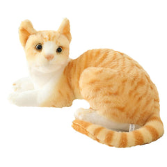 GUDVES orange tabby cat stuffed animal front view with soft fur for cuddling.