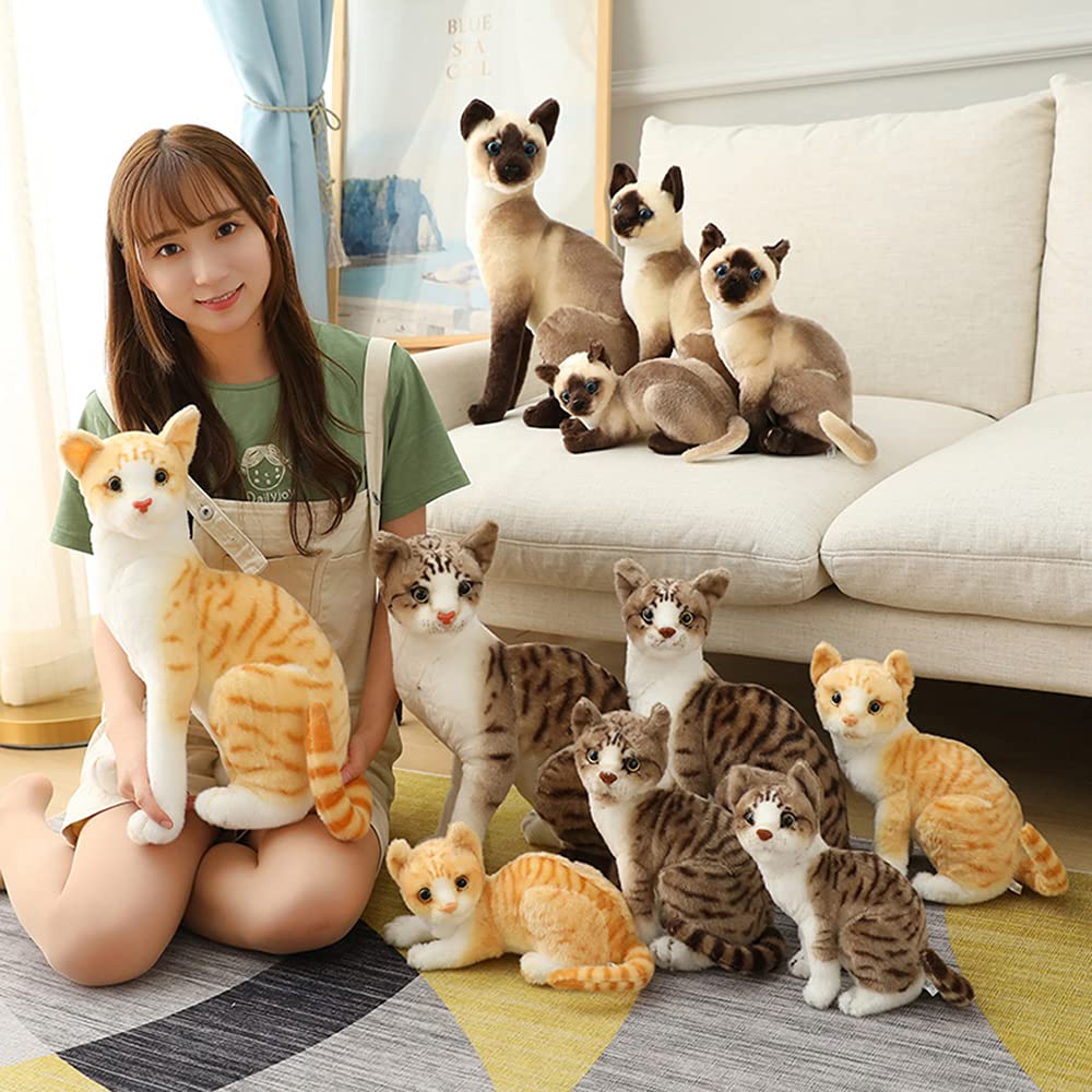 GUDVES orange tabby cat plush safe for ages 3+ and cuddly.