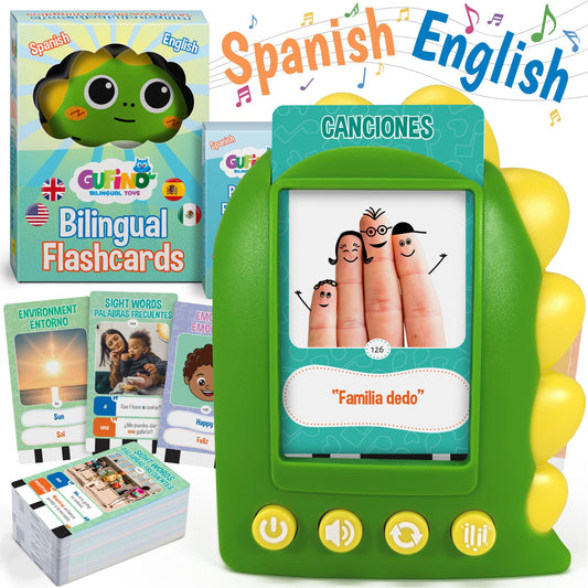 GUFINO Spanish-English flashcards front view for beginner vocabulary.