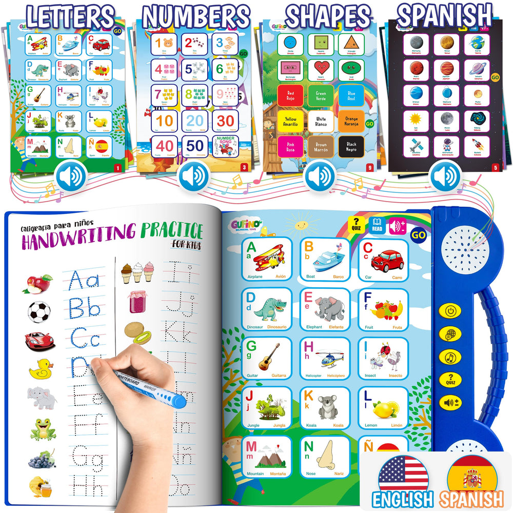 Gufino Spanish learning kids book cover showcasing colorful letters and friendly design