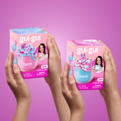 Gui Gui charms and mini figures arranged to show customization and display