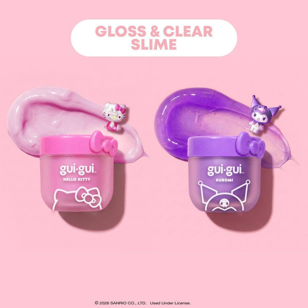Gui Gui closeup of Hello Kitty gloss texture highlighting smooth stretch for ASMR