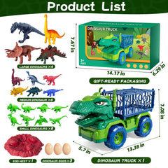 Guminnara 22-in-1 t-rex truck carrier with 18 dino figures fosters imaginative play