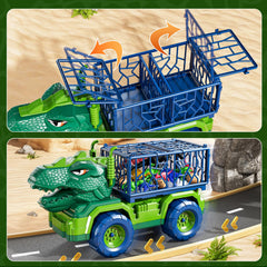 Guminnara t-rex head truck front view highlights safe, engaging storage for dinos