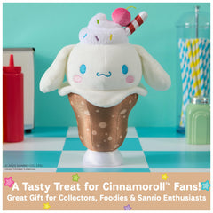 GUND Cinnamoroll root beer float plush glass-detail showing bubbly base, great as shelf decor