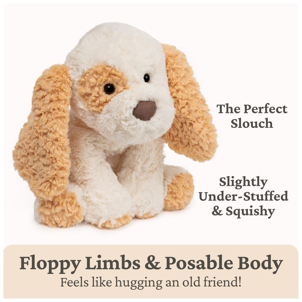 Detail of the eye spot on the GUND Cozys Puppy Plush adds playful character.