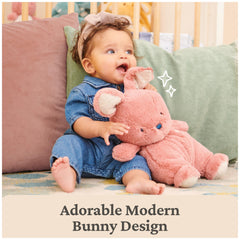 GUND Oh So Snuggly Bunny dusty rose tone complements nursery decor.
