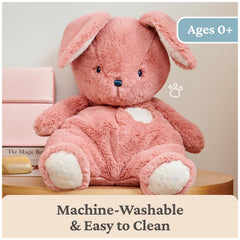 GUND Oh So Snuggly Bunny machine washable for easy cleanup after cuddles.
