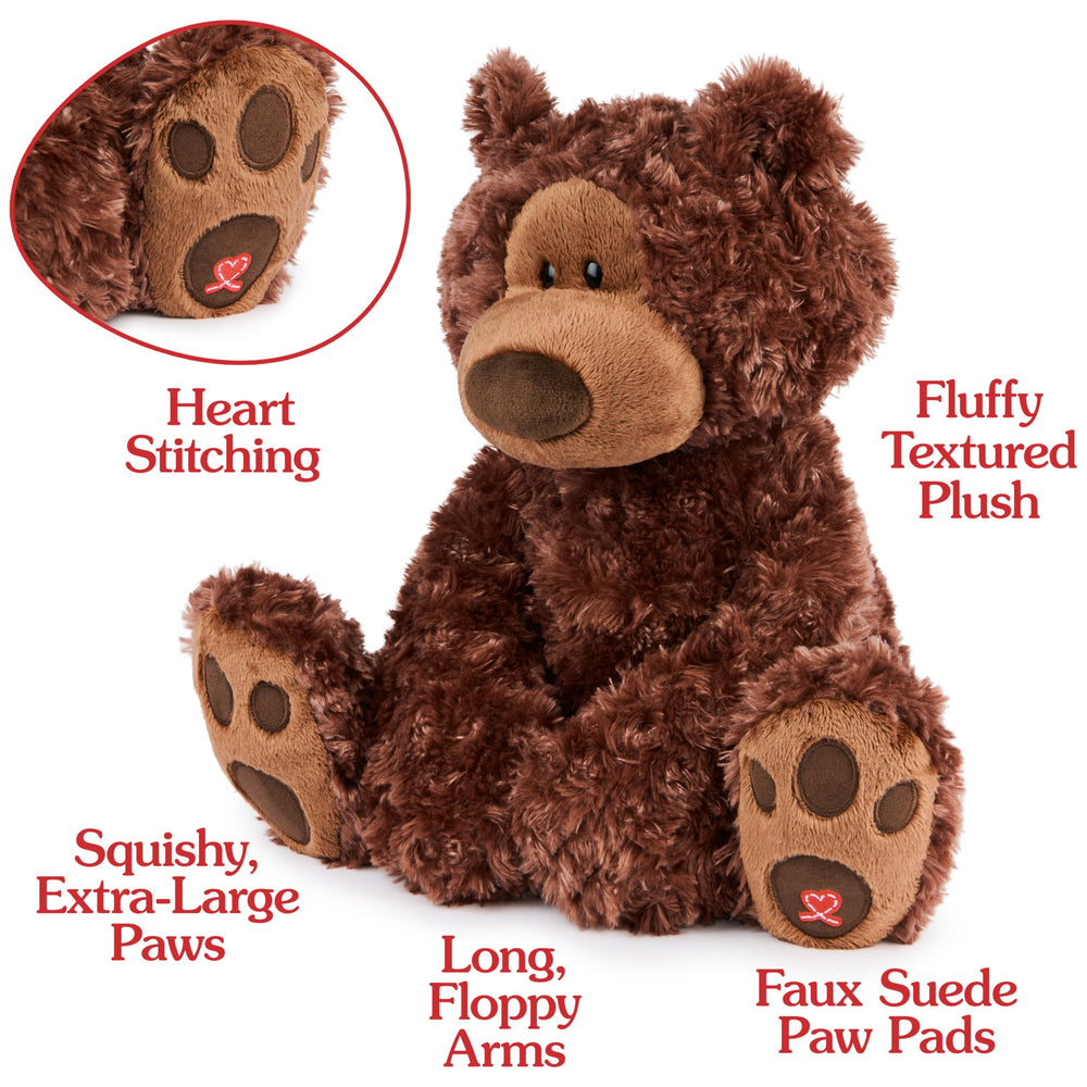 GUND Philbin chocolate brown side view, soft companion for stories.