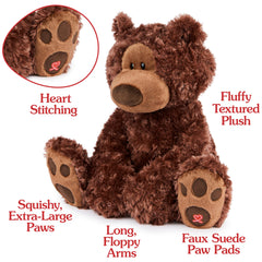 GUND Philbin chocolate brown side view, soft companion for stories.