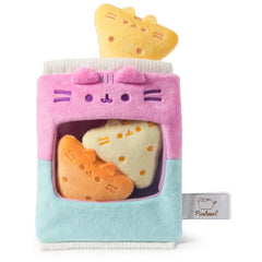GUND Pusheen clear window reveals three colorful mini chips for an interactive look.