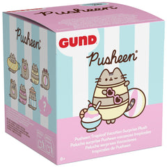 GUND Pusheen arranged in a collector display shelf showcasing set completion