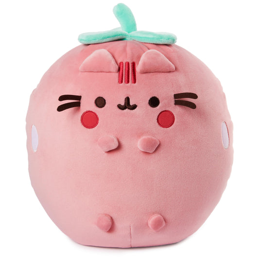 GUND Pusheen strawberry scented Squisheen 11-inch plush, ideal for hugs and desk decor.
